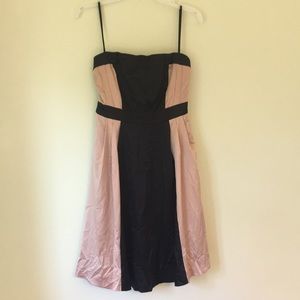 Beautiful, sexy strapless champagne & black dress